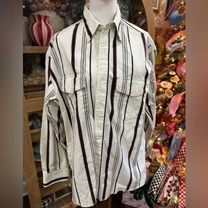 Wrangler Vintage Men's Striped Button-Up Shirt X-Long Tails size 16-34